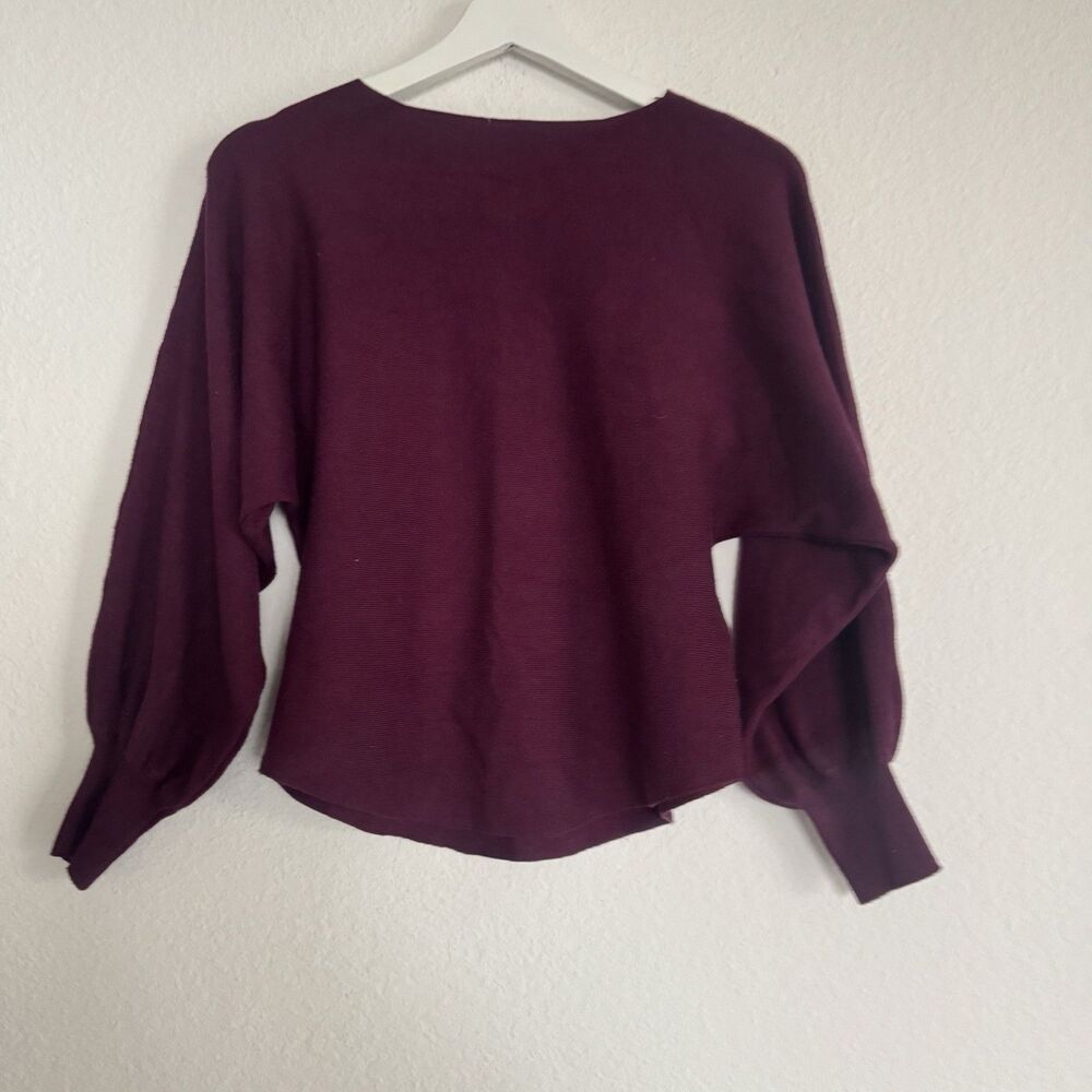 Luna Dolman Sleeve Embellished Pullover Sweater Studded Purple Rounded Hem Sz S - Picture 7 of 15
